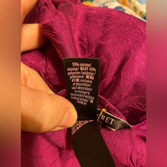 NWT Victoria’s Secret Women’s Robe lingerie Lace Silky Magenta Sexy XS / S - Picture 5 of 5